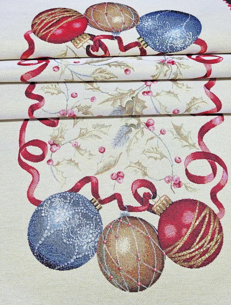 Новогодняя дорожка на стол Vingi Ricami Agrifolio 45х140 гобелен